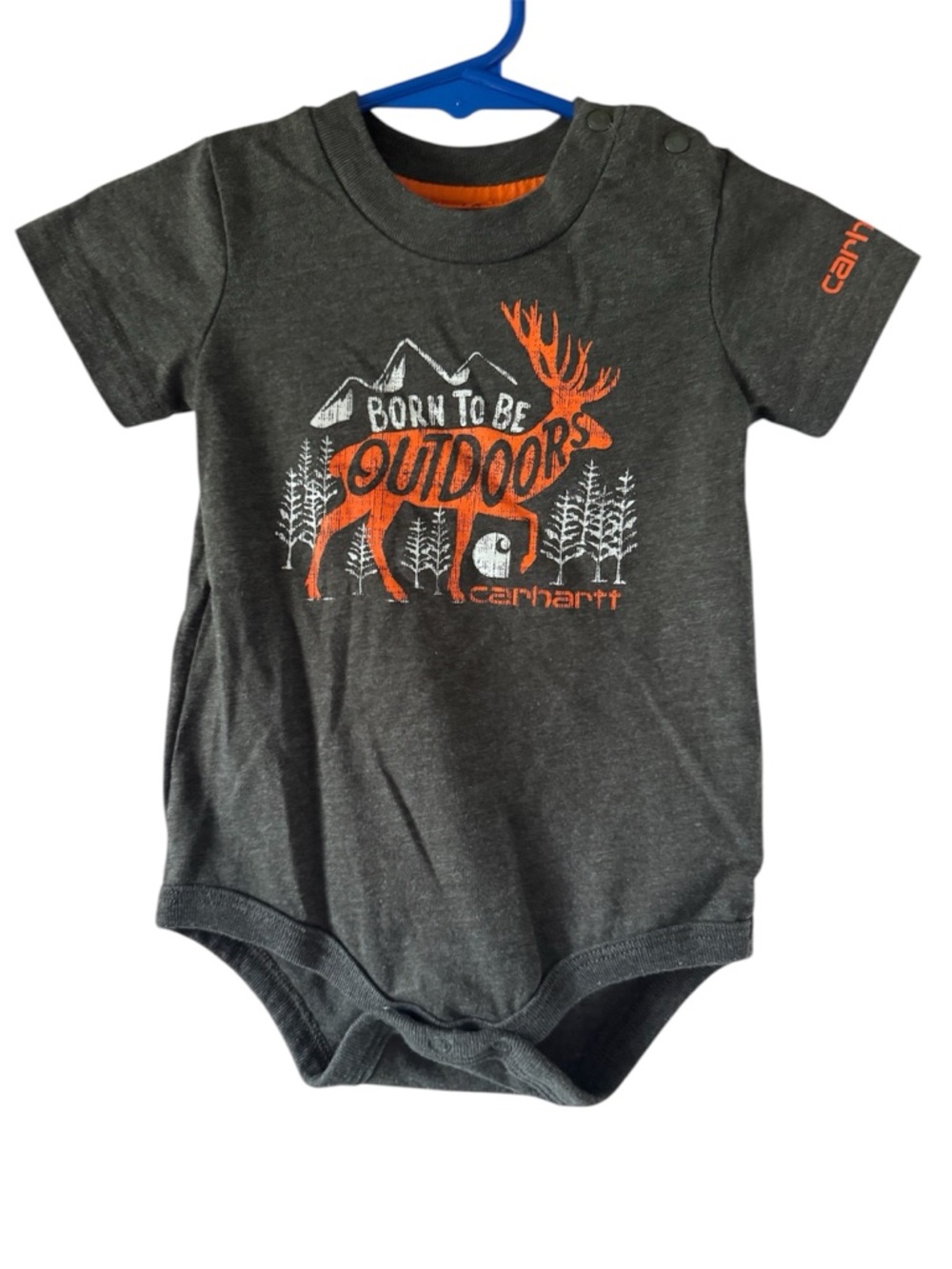 Carhartt Gray Tee with Orange Trim and Gold Logo - Infant 12M